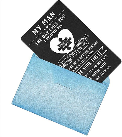 TANWIH To My Man Wallet Insert Card, Unique Anniversary Valentines Cards Gift for Boyfriend, I Love You Gifts for Men, Birthday Fathers Day Presents