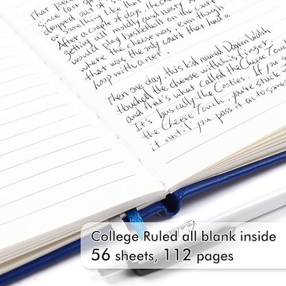 feela 15 Pack Pocket Small Notebooks Bulk, Mini Cute Notepads Hardcover College Ruled Lined Journals with Pen Holder for School Business Memos, with 15 Black Pens, 3.5”x 5.5”, A6, Navy