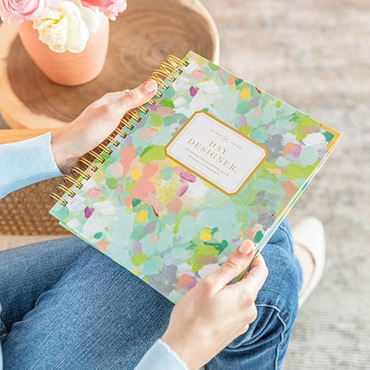 Day Designer 2025 Daily Planner – Premium Planner for Stylish Organization. Combines Monthly Calendar, Hourly Schedule, To-Do List, Gratitude, Goal Setting, Inspirational Quotes, Stickers & More. Elegant laminated Cover with Gold Accents (Monet)