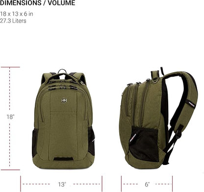 SwissGear Cecil 5505 Laptop Backpack, Olive, 18-Inch