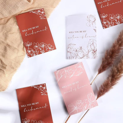 Spakon 16 Pcs Will You Be My Bridesmaid Cards with Envelopes Watercolor Greenery Floral Bridal Proposal Maid of Honor Matron of Honor Invited Favor for Bridal Shower Wedding (Elegant Flower)