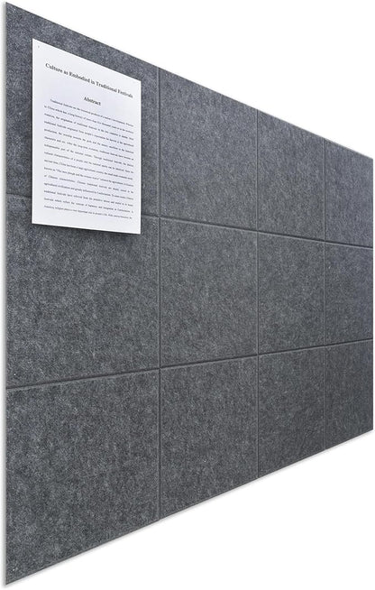 Large Felt Bulletin Board(48" x 36"),Cork Board Alternative,12 Pack Felt Wall Tiles with Safe Removable Adhesive Tabs,Notice Pin Board/Message Board/Vision Board for Office, School & Home