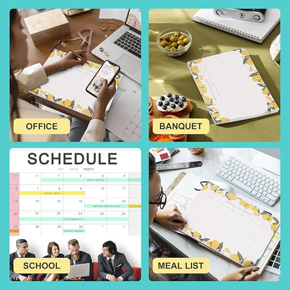 Weekly Planner Notepad Tear Off Set of 2 Weekly Calendar Pad 52 Undated To Do List Notepad Sheets Desk Planner Planning Pads Productivity Tracker for Work Goals Notes Schedule Ideas, Yellow