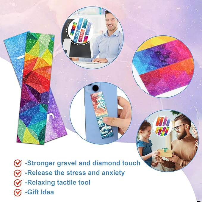 50PCS Calm Strips for Anxiety Sensory Stickers Calm Stickers for Relieve Adults Kids Teens Fidgets Stress Office&Classroom Supplies Anxiety Relief Items with Tactile Textured Surface Patterns(Multi)