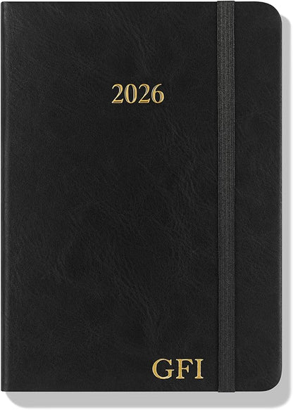 Wykeham's Executive 2026 Daily Journal Planner – US Public Holidays & Format – Customization Available (Personalized Black, 6”×4.5”)