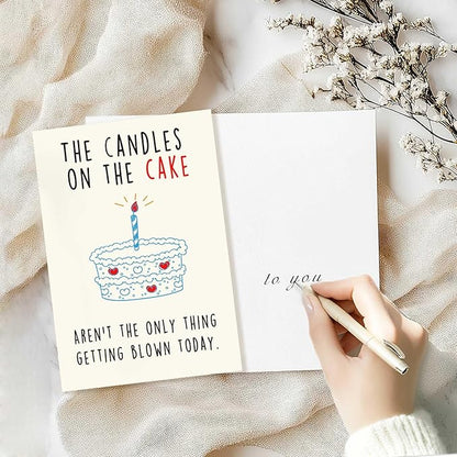 Funny Birthday Card for Him, Naughty Birthday Gift for Men, Humor Birthday Gifts Cards for Boyfriend Husband Fiance, 5x7 Inch with Envelope