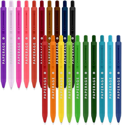 PAPERAGE Gel Pens With Retractable Medium Point (0.7mm), 20 Pack Colored Gel Pens, Assorted Colors, Smooth Writing Pens For Journals, Notebooks, Note Pads, Drawing, Office & School Supplies