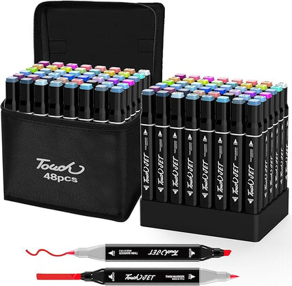 Alcohol Markers, 48 Colors Dual Tip Art Markers, Drawing Markers, Coloring Marker for Kids Sketching Adult Coloring