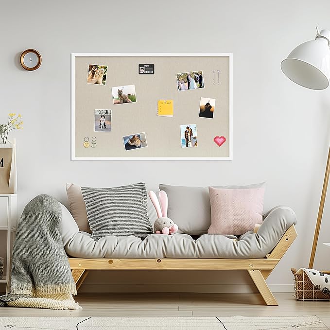 Cork Board with Linen White 2Pack,Bulletin Board 36"x24" Hanging Corkboards for Office Home School Message Board or Vision Board Decoration.