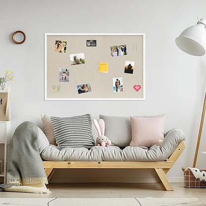 Cork Board with Linen White 2Pack,Bulletin Board 36"x24" Hanging Corkboards for Office Home School Message Board or Vision Board Decoration.