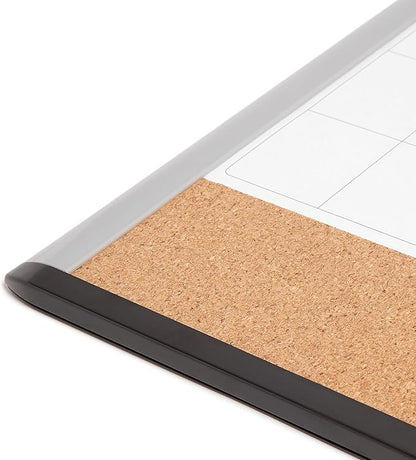 U Brands 3-in-1 Magnetic Dry Erase Calendar Board, Black and Gray Frame, Magnet and Marker Included, 16" x 20" (6712U00-01)