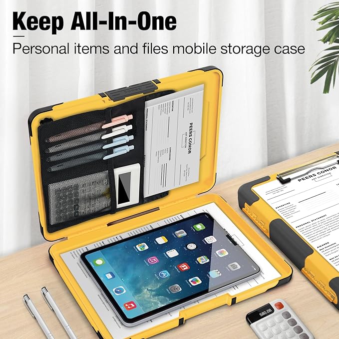 Sooez Toughest Clipboard with Storage, Internal Pen Pouch Included, Letter/ A4 Size, Shockproof Heavy Duty Plastic Clip Boards 8.5x11”, High Capacity Clipboards Box Case for Contractor Trucker Driver