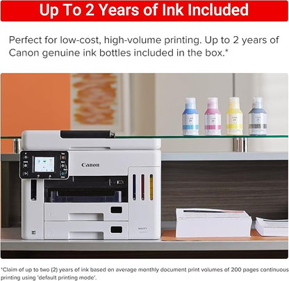 Canon Megatank GX7120 Wireless All-in-One Printer, Print, Copy, Scan and Fax with 2.7" LCD Touch Screen and Auto Document Feeder, White