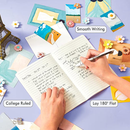 feela 8 Pack Soft Cover Journal Bulk, Notebooks College Ruled for Work, Lined Travel Journal for Women Men, Note Taking Notebook School Supplies Business Writing, 8.2” x 5.5”, A5, Light Purple