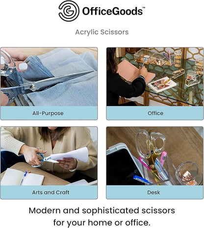 OfficeGoods 9” Stainless Steel Acrylic Scissors for Office and Home - Aesthetic and Sharp All Purpose Scissors, Perfect for Sewing, Arts and Crafts - Sapphire