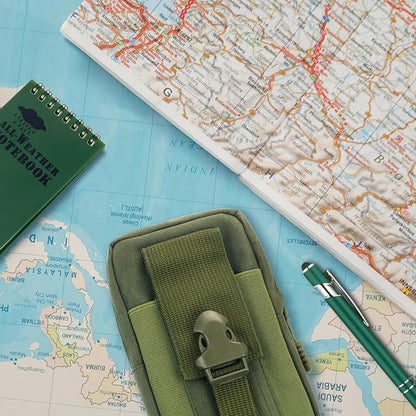 7 Piece Waterproof Notebook, 3 X 5 Inch Waterproof Notepad with Waterproof Weatherproof Pen and Waterproof Multi Functional Waist Pack for Outdoor Activities Recording (Army Green)