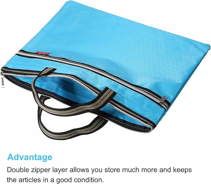 PATIKIL Waterproof Zipper File Bag, Documents Books Tools Storage Zip Pouch for Office Travel, Light Blue