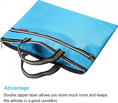 PATIKIL Waterproof Zipper File Bag, Documents Books Tools Storage Zip Pouch for Office Travel, Light Blue