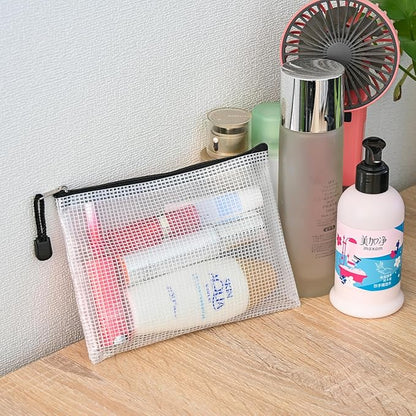 AUSTARK Plastic Mesh Zipper Pouch, 12Pcs Zipper File Bags with Label Pocket, Game Boards Storage Bags, Waterproof Document Storage Bags for Office Home Travel (B6 Size 7.6x5.3 in)