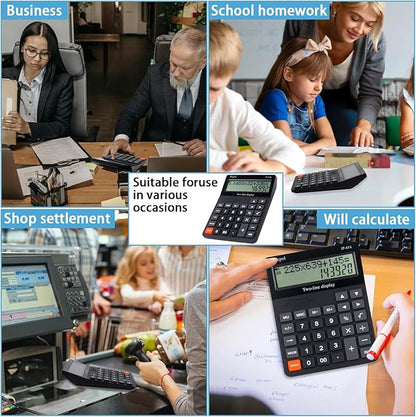 Desk Calculator, IPepul Basic Desktop Calculators Big Buttons and 2 Line Display, 4 Function Simple Calculator, Large Talking Calculator Office Supplies for Office Business School Students
