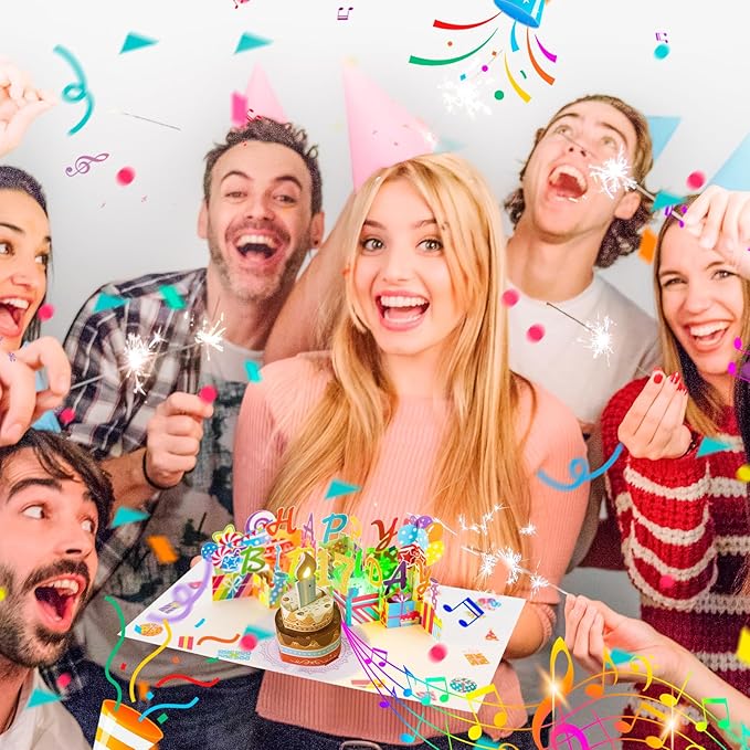 Gumry 17TH Birthday Card, Blowable Musical Birthday PopUp Card with LED Light Candle Song 'Happy',17th Birthday Decorations,17th Birthday Gifts for 17 Years Old Girls Boys Teens Son Daughter