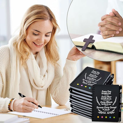 100 Pcs Bulk Christian Gifts Prayer Journal for Woman - 50 Set Religious Notepad with Christian Pen - Bible Notebook - Church Gifts for Mother's Day, Bible Study, and Family Devotions ( Black )