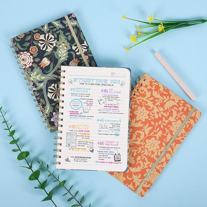 LABUK 3 Pack A5 William Morris Floral Notebooks for Women, 5.7" x 8.5" College Ruled Spiral Journals 160 Pages Hardcover with Back Pocket, Suitable for School, Office, Home and Beyond