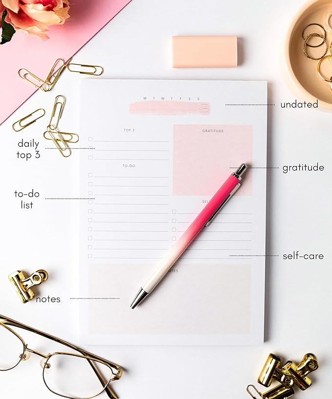 Daily To Do List Notepad – Daily Planner Undated, Daily Work Planner and Productivity Planner – 50-Pg To Do List Notebook for Work, Daily To Do Planner Pad – 8.3”x 5.8” Daily Planner Notepad