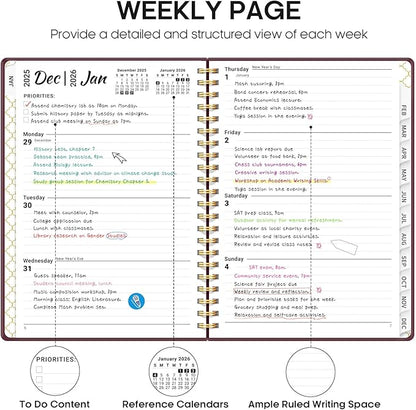 2026 Planner, Weekly and Monthly Calendar Planner, January 2026 - December 2026, Hardcover 2026 Calendar Planner Book with Tabs For Women & Men, Inner Pocket, Spiral Bound, Perfect for Office Home School Supplies - A4 (8.5" x 11"), Burgundy