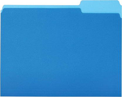 Amazon Basics File Folders with Tabs for Organizing and Filing, Letter Size, 1/3 Cut Tab, 36-Pack, Blue