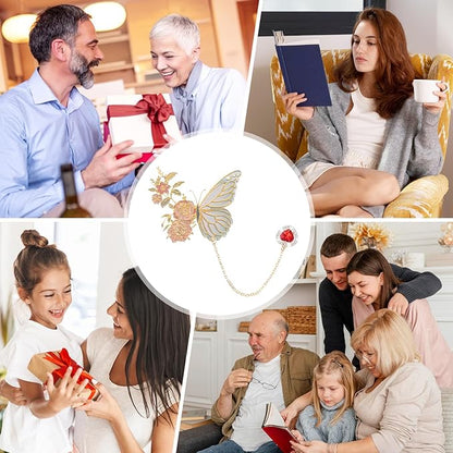 Butterfly Bookmarks for Women GjinxiCute Funny Metal Flower Bookmark Creative Tassel Book Marks Hollow Trim Page Markers Creative Exquisite Gifts Pendant Book-Markers Children's Day Present