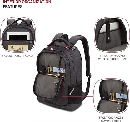 SwissGear Cecil 5505 Laptop Backpack, Charcoal, 18-Inch
