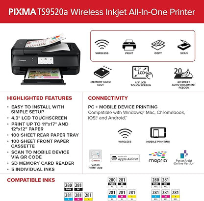 Canon PIXMA TS9520a – Wireless Home All-in-One Inkjet Printer