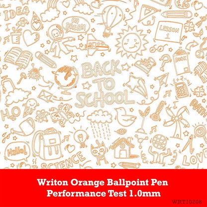 Writon Retractable Ballpoint Pens, Triangle Grip and Barrel, 1.0mm Medium Point, Orange Ink, 12 Pack