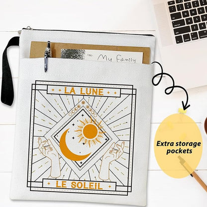 Tarot Card Book Sleeve, Book Lovers Gifts Book Pouch Book Sleeve with Zipper and Front Pocket Reader Gifts Birthday Gifts for Adult Teen Teacher -11