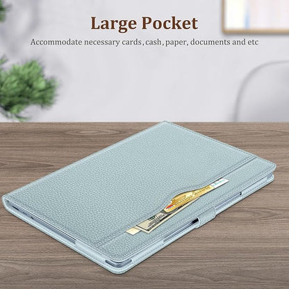 Fintie Sleeve Case for 12.4 Inch Microsoft Surface Laptop Go 3/2/1 (Model: 2013/1943), Premium PU Leather Protective Folio Book Cover with Large Pocket (Ice Blue)