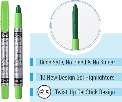Mr. Pen Bible Journaling Kit, 18 Pack - 10 Gel Highlighters, 8 No Bleed Pens, Bible Pens and Highlighters, No Bleed, Gift