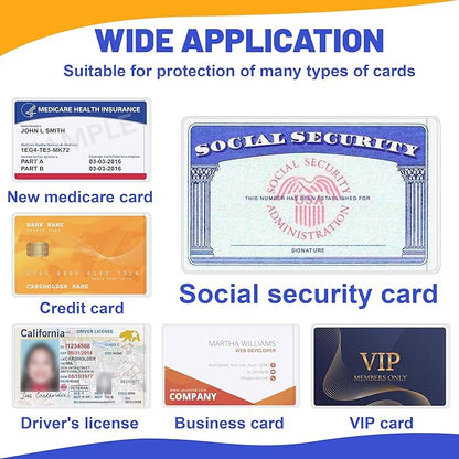 10 PCS Social Security Card Protector Sleeves/New Medicare Card Protector Sleeve/Credit Card Holder,31 Mil Soft Clear Plastic Card Sleeves, Waterproof SSN Card Protector