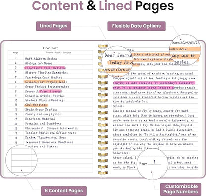 Lined Spiral Journal Notebook for Women, A5 College Ruled Journals for Writing, Hardcover Notebooks for Work, Note taking and Office School Supplies,140 Pages - Purple