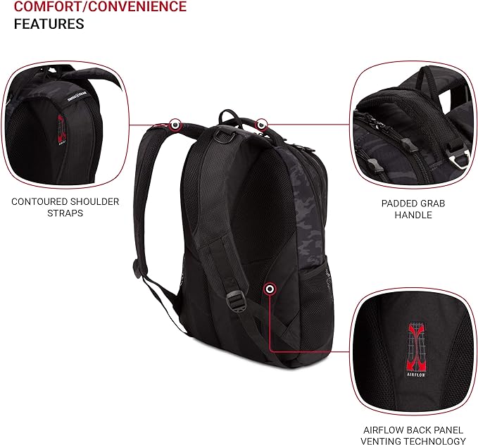 SwissGear Cecil 5505 Laptop Backpack, Black Cod/Camo, 18-Inch