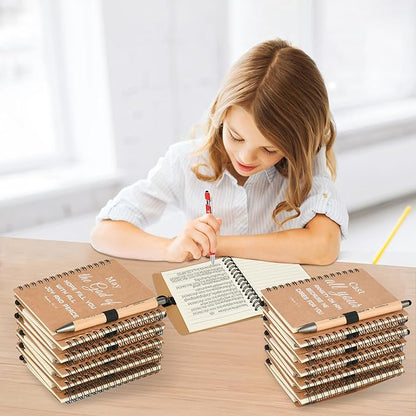 INSADA Christian Prayer Journal Spiral Notebooks Bulk with Pens - Small Notepads (4.13”x5.43”) - Easter Gifts for Women men,Church Members & Bible Study Groups (30 sets Brown)