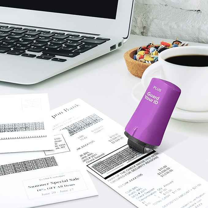 Identity Theft Protection Roller 3-Pack Advanced 2.0 Security Stamp by Guard Your ID (Regular 3-Piece, Purple)