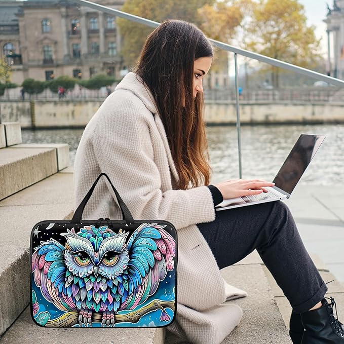 Universal Tablet Laptop Sleeve Case 10 inch, Owl Blue Slim Carrying Case Durable Handbag Travel Laptop Bag for 7 to 10-inch Laptops/Notebook/Kids Tablet/ipad/eBook Readers