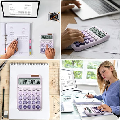 Desk Calculator,12 Digits, Large LCD Display,Big Buttons,Solar and Battery Dual Power Desktop Calculators,Cute and Aesthetic,Suitable for Office and Study (Ombre Purple, M)
