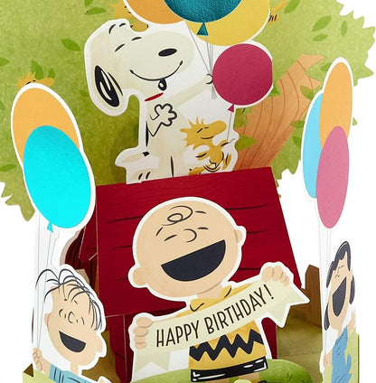 Hallmark Paper Wonder Peanuts Pop Up Birthday Card (Snoopy, Charlie Brown, Day Filled with Fun)