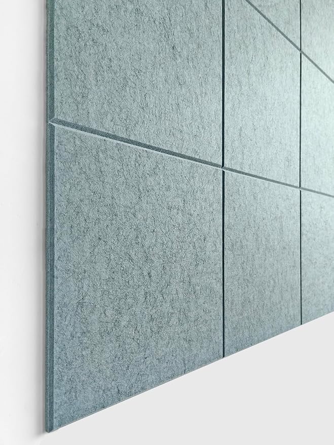 Large Cork Board Alternative - 47"x35" 12 Pack Felt Wall Tiles with Safe Removable Adhesive Tabs, Cork Wall Tiles Cork Board for Home Office Pin Board Tack Board 48 x 36 - Smoky Blue