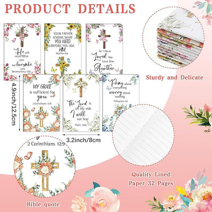 Colarr 24 Pcs Christian Bulk Gifts for Women Men Bible Verse Pens and Notebooks Religious Easter Gifts Scripture Ballpoint Pens Journals Sunday School Church Inspirational Study Supplies(Cross)