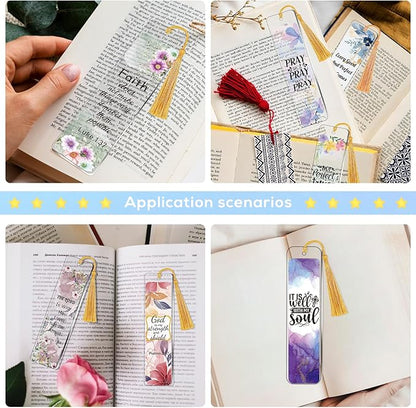 Luvsweeets Christian UV DTF Bookmark Wraps - 24 Sheets Bible Verse UV DTF Decals for Acrylic Bookmarks Religious Faith UVDTF Stickers DIY Blank Bookmarks Rub on Transfers Stickers for Book Lover
