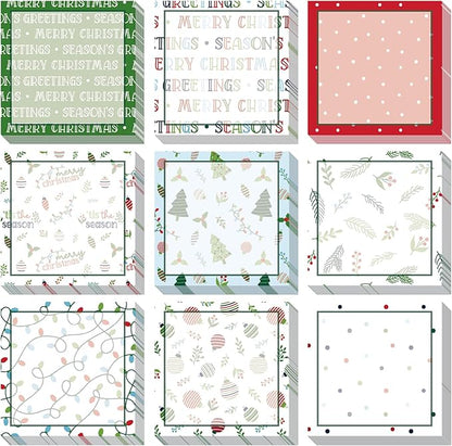 9 Pieces Christmas Sticky Note Self-Adhesive Merry Christmas Note Pads with Christmas Tree Christmas Lights Balloon Memo Notes for Xmas School Office Home Supplies Students Teachers Present