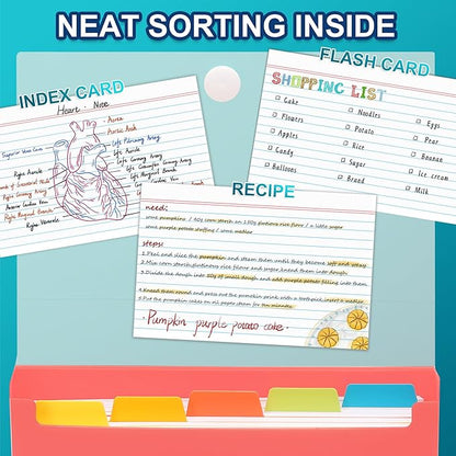 H4D 4x6 Index Card Case with 100 Heavyweight Ruled Index Cards and Dividers, Red